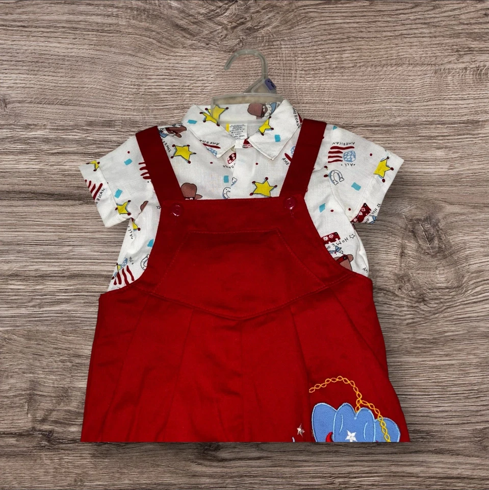 Conjunto de pantalón corto y camisa vaquero vintage bebé sin marca talla 6-9 meses años 90 Foto 2 de 4