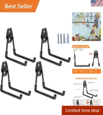 Garage Hooks Heavy Duty Wall Mounted Storage Organizer 4 Pack