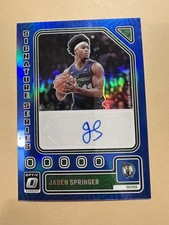 2021-22 Donruss Optic #SS-JSP Jaden Springer Signature Series Blue #/25 76ers 