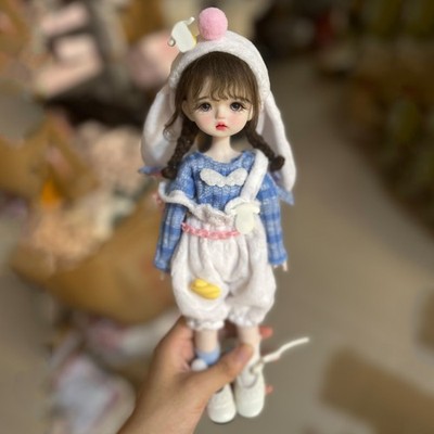 30cm Height Cute Girl Doll w/Blue Eyes Braided Hair Wig Clothes Set BJD Toy Gift