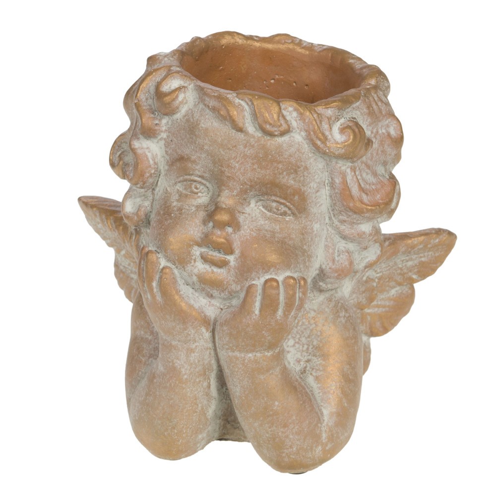 Cache pot Ange doré 16x20 cm en résine pour plante d'intérieur