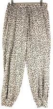 Wandering Dreams Womens Leopard Jogger Sweatpants Tapered Leg Size L Brown/White