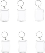 6pcs Double Sided Blank Picture Keychain Personalised Photo Key Fob Holder with