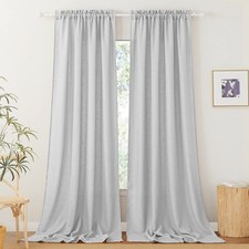 RYB HOME 2 Panels Semi Sheer Curtains 52"x102" Dove Grey Light Filtering Drapes