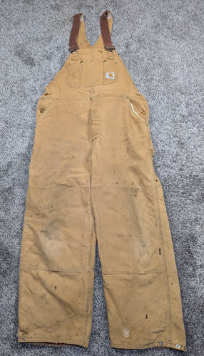 Vintage Carhartt Double Knee Overalls Mens 40x30 Insulated Duck Canvas USA 38x29 - Picture 2 of 21