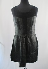 Oasis Faux Leather and Lace Black Dress Size UK 14