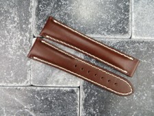 19mm Calf Leather Strap Brown Deployment Watch Band for OMEGA Seamaster WH