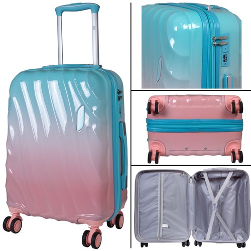 Kofferset 3tlg bunt Farbverlauf Hartschale Koffer Trolley Reisekoffer pink blau - Bild 2 von 28