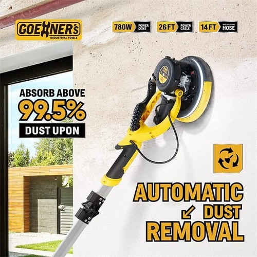 Electric Drywall Sander with Vacuum Automatic Dust Removal 900-1800RPM 7 Speed - Picture 2 of 7