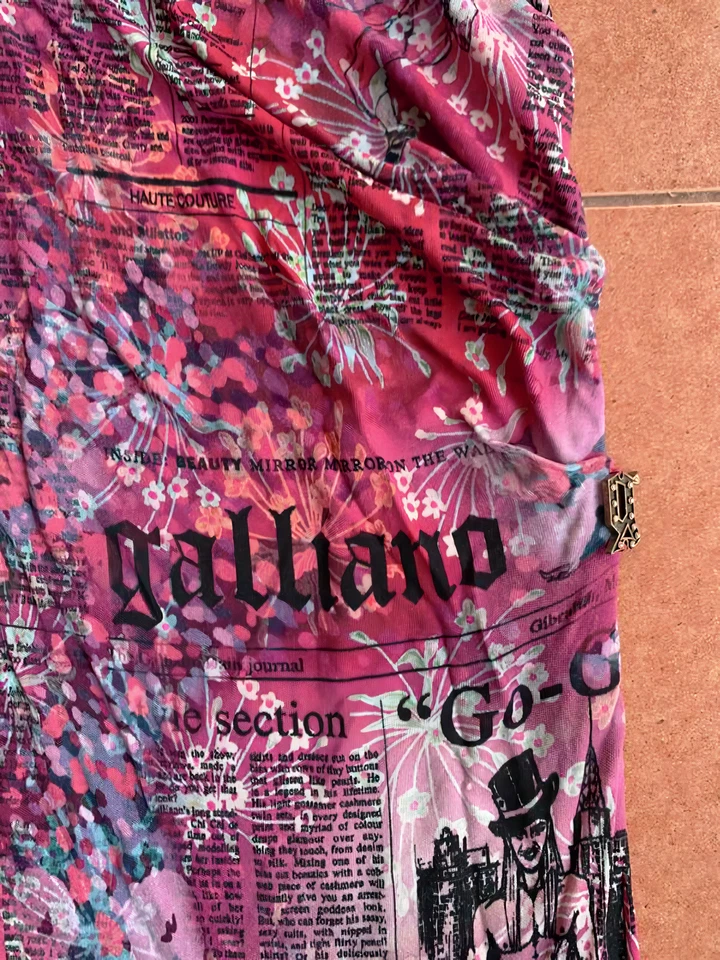 Womens JOHN GALLIANO Dress Gazette Newspaper Vintage Dresses Logo DIOR - Image 3 of 4