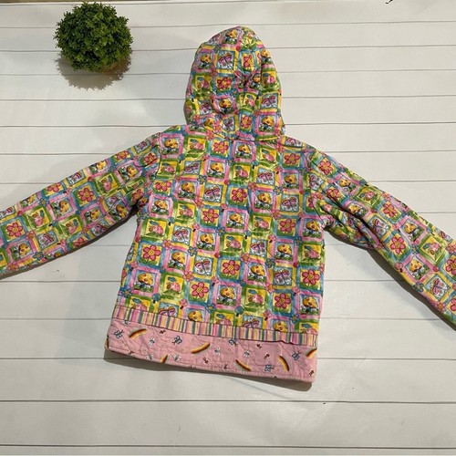Handmade Pink Mushroom Unicorn Hippie Quilted Hooded Jacket Coat Gurls Small - Picture 4 of 9