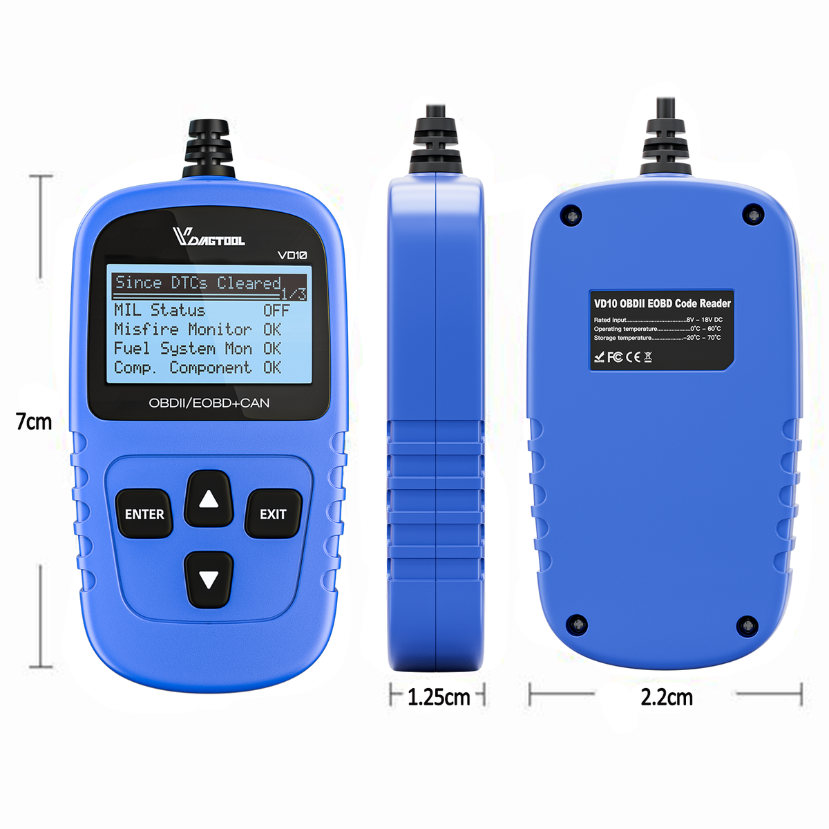 VDIAGTOOL VD10 OBD2 Code Reader - Auto Diagnose Scanner Met Live Data, Freeze Frame & I/M Ready, 2025 Model