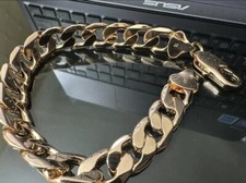 Men’s 24cm = 9.5” Heavy Bracelet 18k Yellow Gold Plated Curb Link Cuban Bracelet