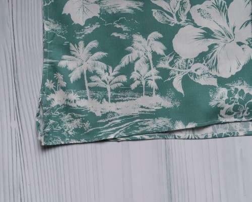 Gitman Vintage $240 Sea Form Green Aloha Rayon Blend Hawaiian Camp Shirt S/S S - Picture 4 of 7