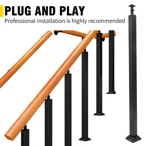 95cm 270° verstellbar Metall schwarz eckig Treppengeländer Pfosten Geländer Pfosten - Bild 1 von 9