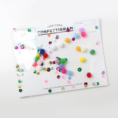 Grußkarte mit viel Konfetti und Pompoms, Confettigram - Bild 3 von 6