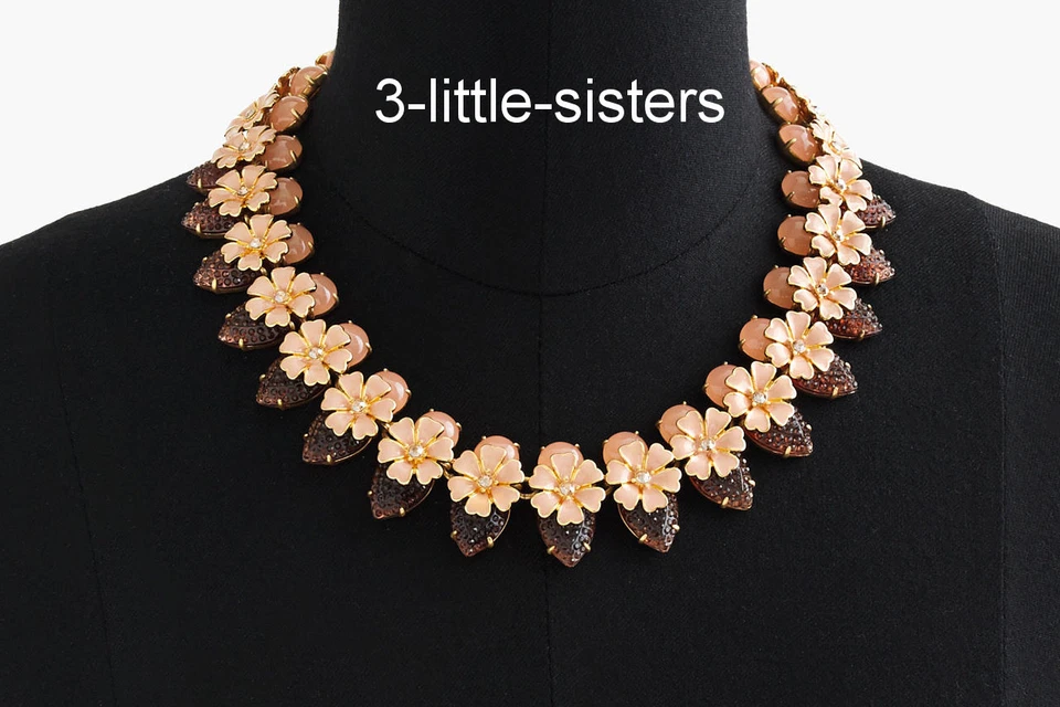 NUEVO CON ETIQUETAS J. Collar Crew Apilado Floral Delicado Pétalo Distintivo F6491 NUEVO Flor 