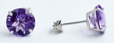 GENUINE 4.68 Cts AMETHYST STUD EARRINGS 14K WHITE GOLD - FREE APPRAISAL - NWT