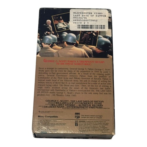 The Last Days of Patton VHS 1985 WWll General George S. Patton Mysterious Death - Picture 2 of 4