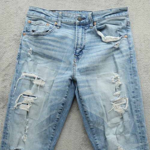 American Eagle Herrenjeans Größe 31 x 32 hellblau sportliche Passform abgenutzt - Bild 9 von 14