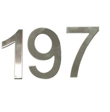 Stick-On House Numbers - No 197 - Stainless Steel - 10cm - Door, Fence, Gate