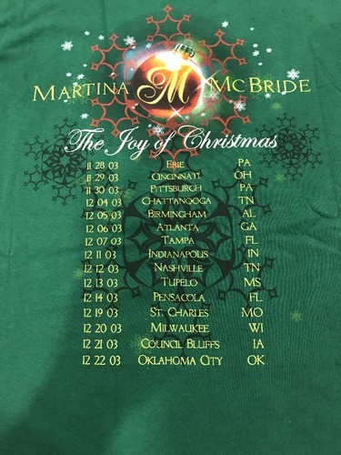 2003~MARTINA McBRIDE~”Joy of Christmas" Concert~Tour Small T-Shirt - Picture 9 of 9