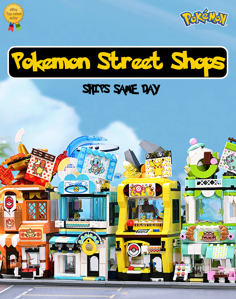 ✓ Official Pokémon City Street Shops View Building Block