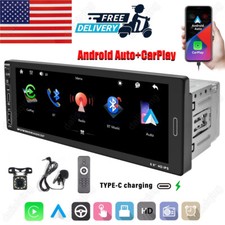 Single Din Car Stereo Radio Wireless Apple CarPlay Android Auto 6.9" Touchscreen