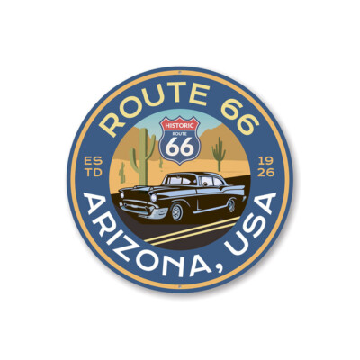 Arizona Historic Route 66 Sign, Novelty Car Sign, Garage Aluminum