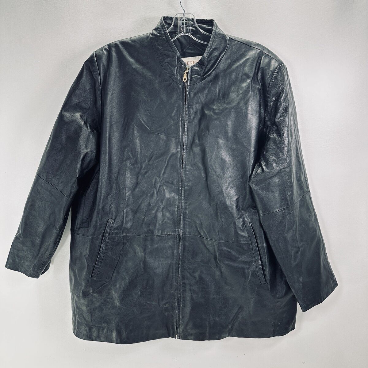 Vintage Venezia Leather Jacket Mens XXL B4 Black Zip Lined Vintage Venezia Leather Jacket Mens XXL B4 Black Zip Lined