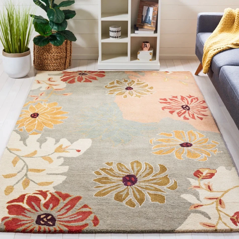 Handmade Wool Rug – Hand-Tufted Floral Carpet 5x8 | 6x9 | 8x10, Living Room - Image 2 of 4