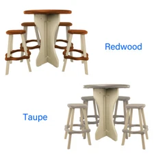 Leisure Accent Round Bistro Set - Table w/ 4 Stools For Backyard Swimming Pool