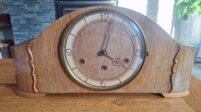Antique Wooden Mantel Chiming Clock Beautiful Sound  Wound Up By Key