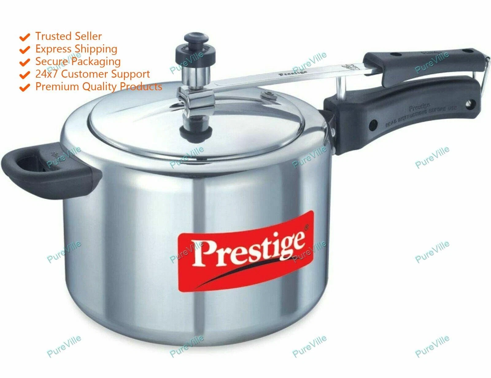 Indian Best Prestige Nakshatra Aluminium Pressure Cooker, 5 Litres