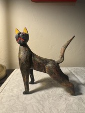 Oaxacan Alebrijes Wood Carved Cat Colorful Artist Signed Juan Fabian Cuevas