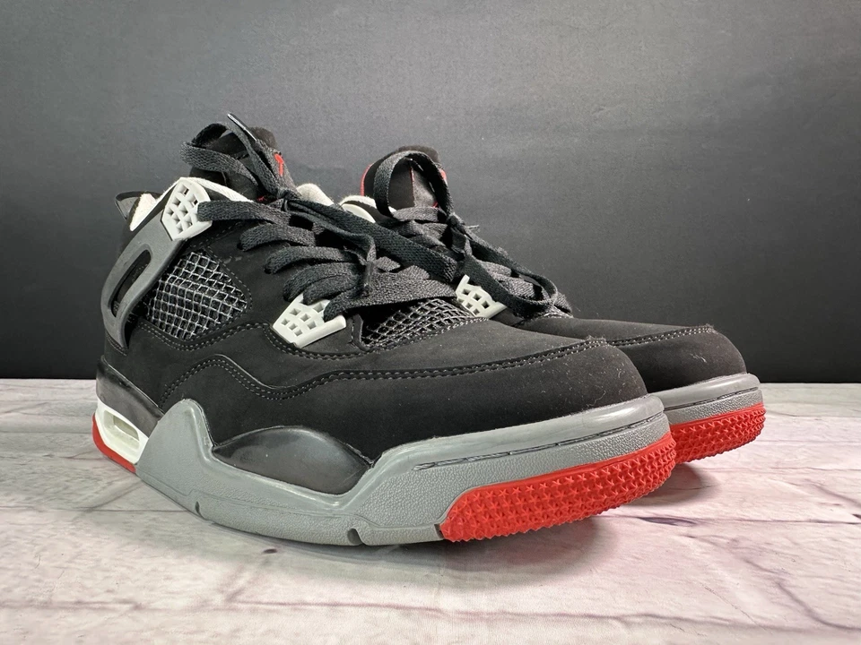 2019 NIKE AIR JORDAN 4 RETRO BRED 308497-089 MENS SIZE 10 - Image 4 of 4