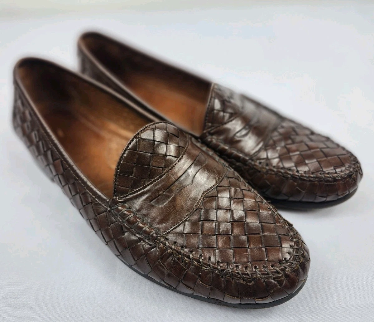Paul Fredrick Men’s Brown Leather Weave Loafers U.S. Sz 10M ( Allen Edmonds ) mens woven loafers products for sale | eBay main image 4