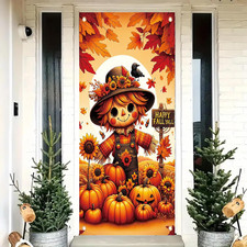 Fall Door Banner 35X71 Inch Happy Fall Yall Scarecrow Pumpkin Sunflower Autumn L