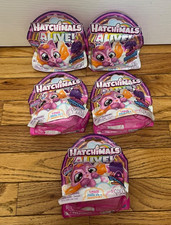 BRAND NEW-x5 HATCHIMALS ALIVE, Neon Rainbow, Surprise Figure In Egg