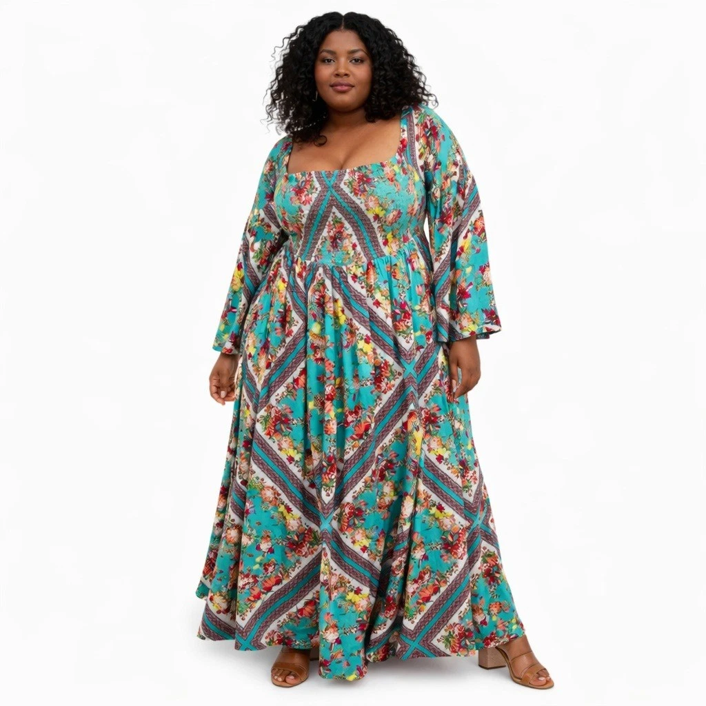 Long Sleeve Long Floral Plus Size Dresses for Women for sale | eBay