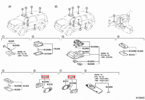 Genuine Toyota LandCruiser 100 Series UZJ HDJ Door Courtesy Light Lamp x4 - Picture 14 of 20