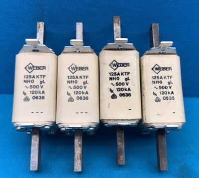 Lot of 4x - WEBER NH0KTF125A 125A 500V 120kA gL NH Fuse VDE0636