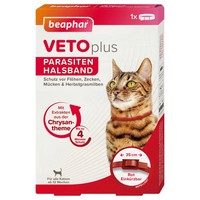 Beaphar Vetoplus Parasiten Halsband FüR Katzen, Rot 35 Cm FlöHe Zecken Milben