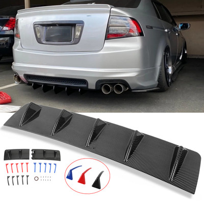 For Acura TL 2004-2008 Rear Bumper Diffuser 5-Fins Spoiler Lip Splitter Wing