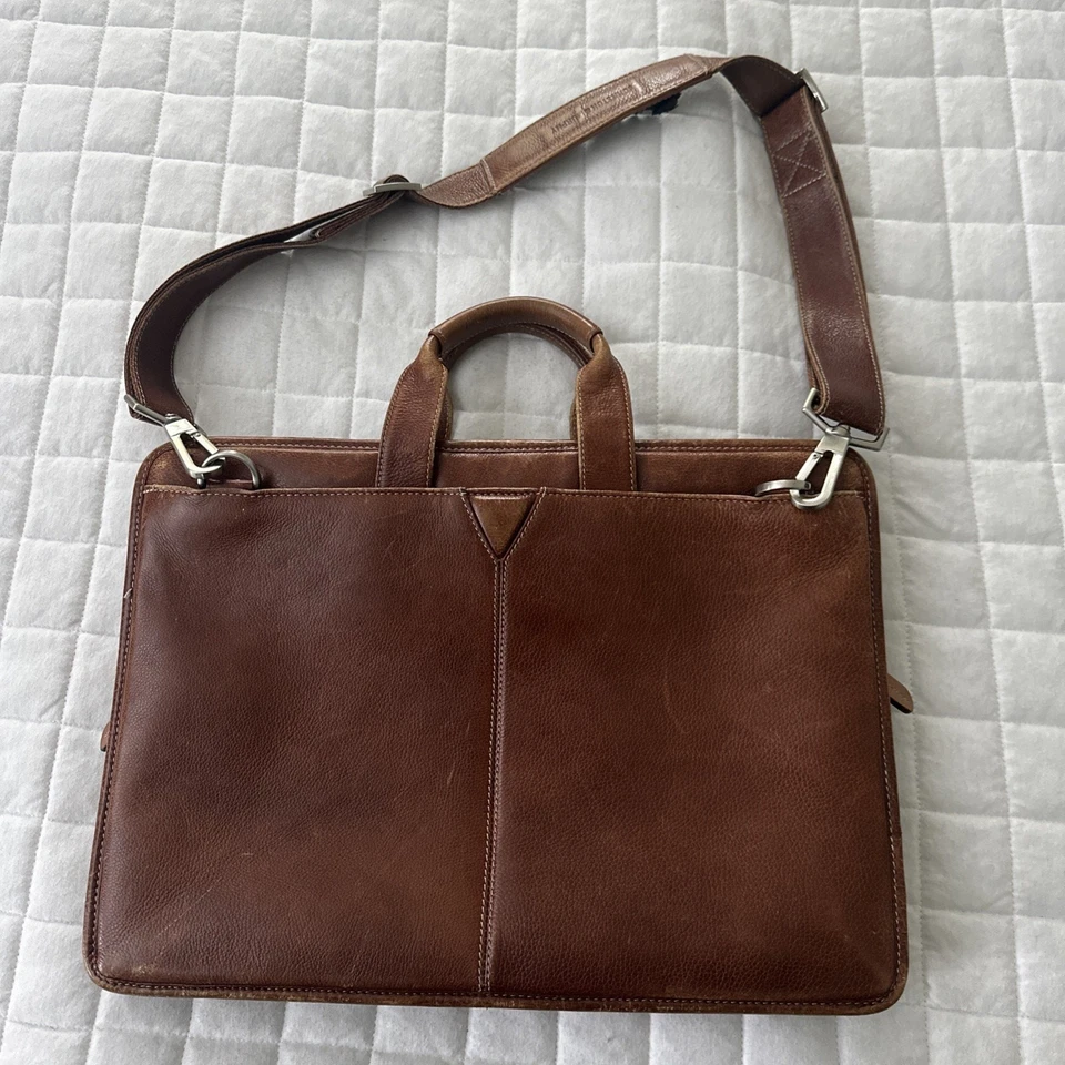 JOHNSTON MURPHY Bolso Mensajero Cuero Marrón Laptop Viaje Correa para el Hombro 15x10" Foto 2 de 4