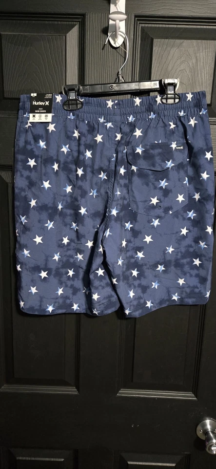 Pantalones Cortos de Natación Hurley Para Hombre Volley Talla Grande 18 pulgadas Nuevos con Etiquetas Rojo Blanco Azul Patrón de Estrellas Foto 3 de 4