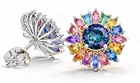 Natural Certified Ceylon Multi Color Sapphire Gemstone Stud Earrings 925 Silver