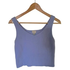 A New Day Women's Lavender Fuzzy Knit Cropped Tank Top Sweater XS