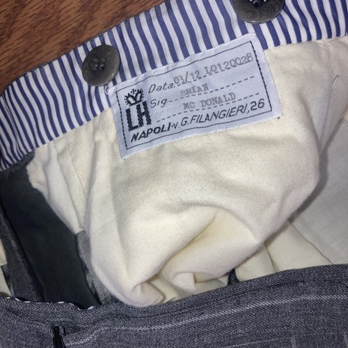 Rubinacci London House LH Napoli Bespoke Linen Gray Striped Suit 38R 32 27.5 - Picture 9 of 12