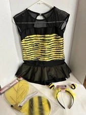 Bumblebee Costume; Child XL; Bodysuit Is Glittery W/ Shorts Headpiece & Wings